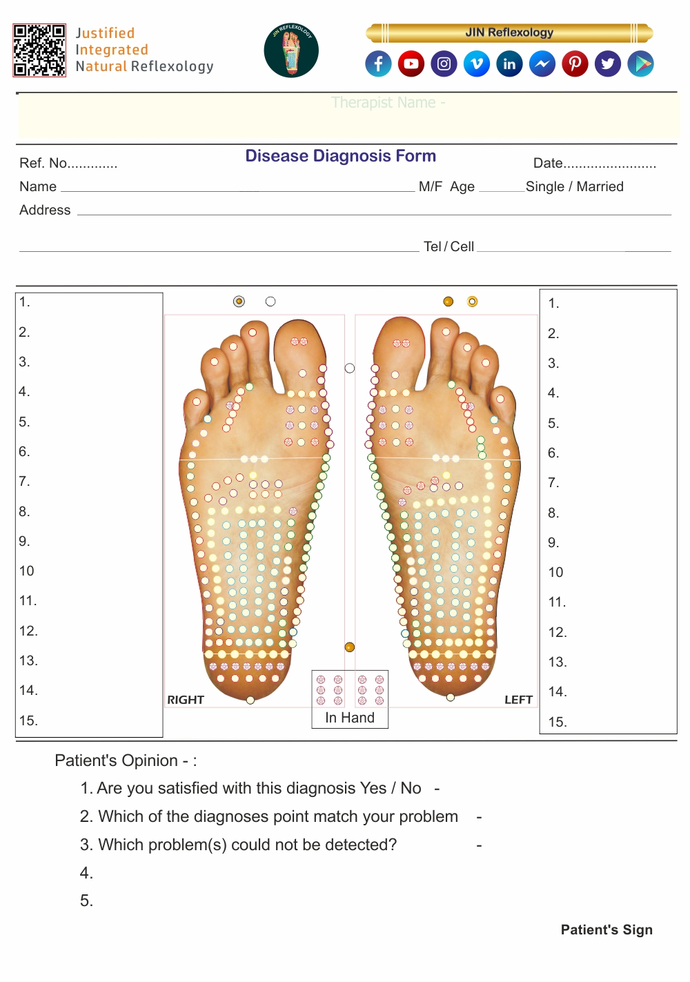 JIN Reflexology Diagnosis Form